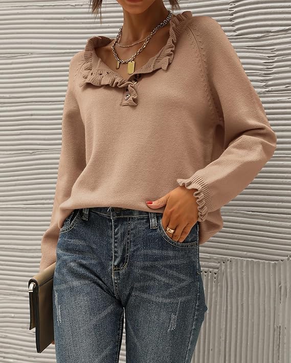 Round-Neck Casual Knit Pullover